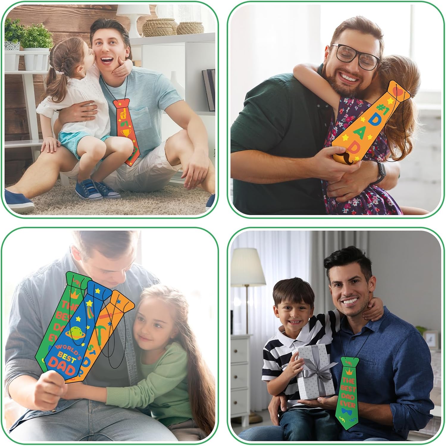 AmazingSpark 48 Set Father's Day Tie Craft for Kids Bulk Color Your Own Father's Day Necktie DIY Crafts Kit Best Dad Gifts from Kids for Dad's Birthday Party Classroom School DIY Fun Activities