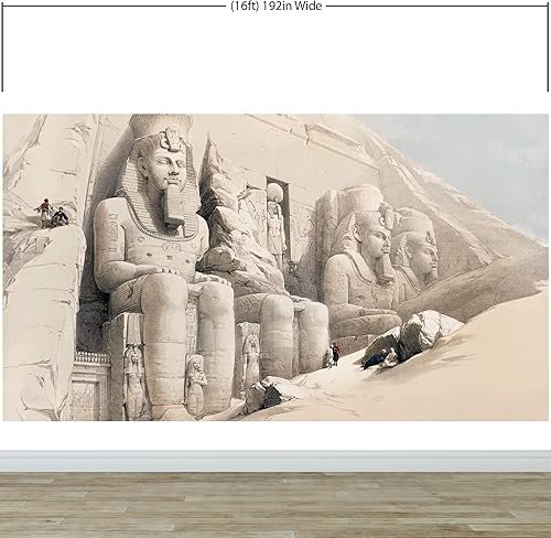 Miniatura 10 de Ancient Egyptian Temple Gods and Pyramids Wall Mural. The Great Temple of Aboo-Simble, Nubia by David Roberts. Peel and Stick Wallpaper. #6417