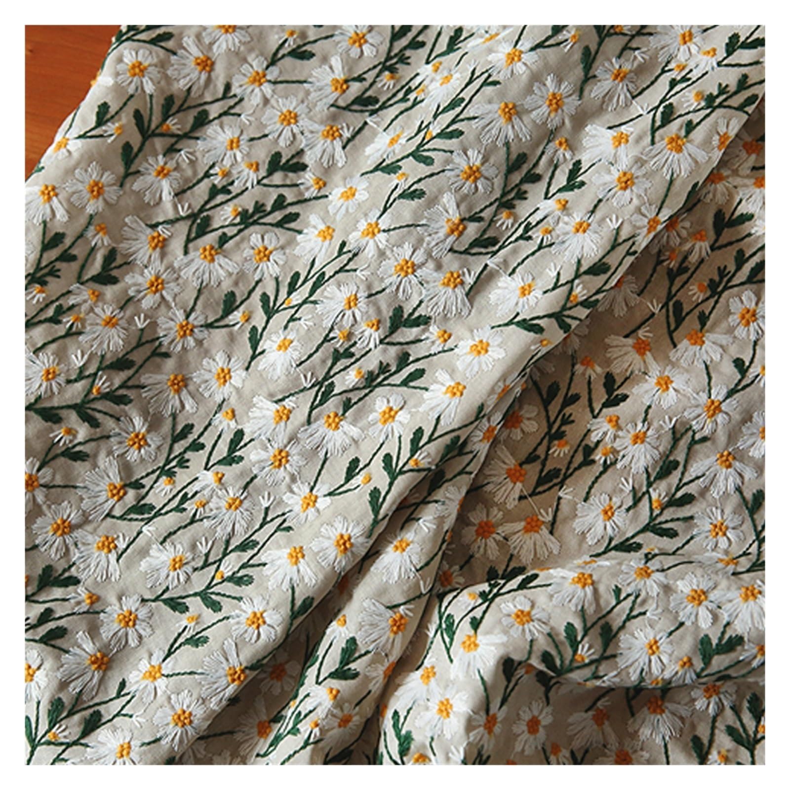 Haftowana tkanina bawełniana, Daisy żakardowa haftowana bawełniana tkanina lniana wielokolorowa wiele rozmiarów dla majsterkowiczów(200x135cm)