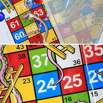 Chutes and Ladders Board Game | Mini Snakes and Ladders Board Game Set - Portable Folding Chess Toy Compact for Travel Family Parties Adults