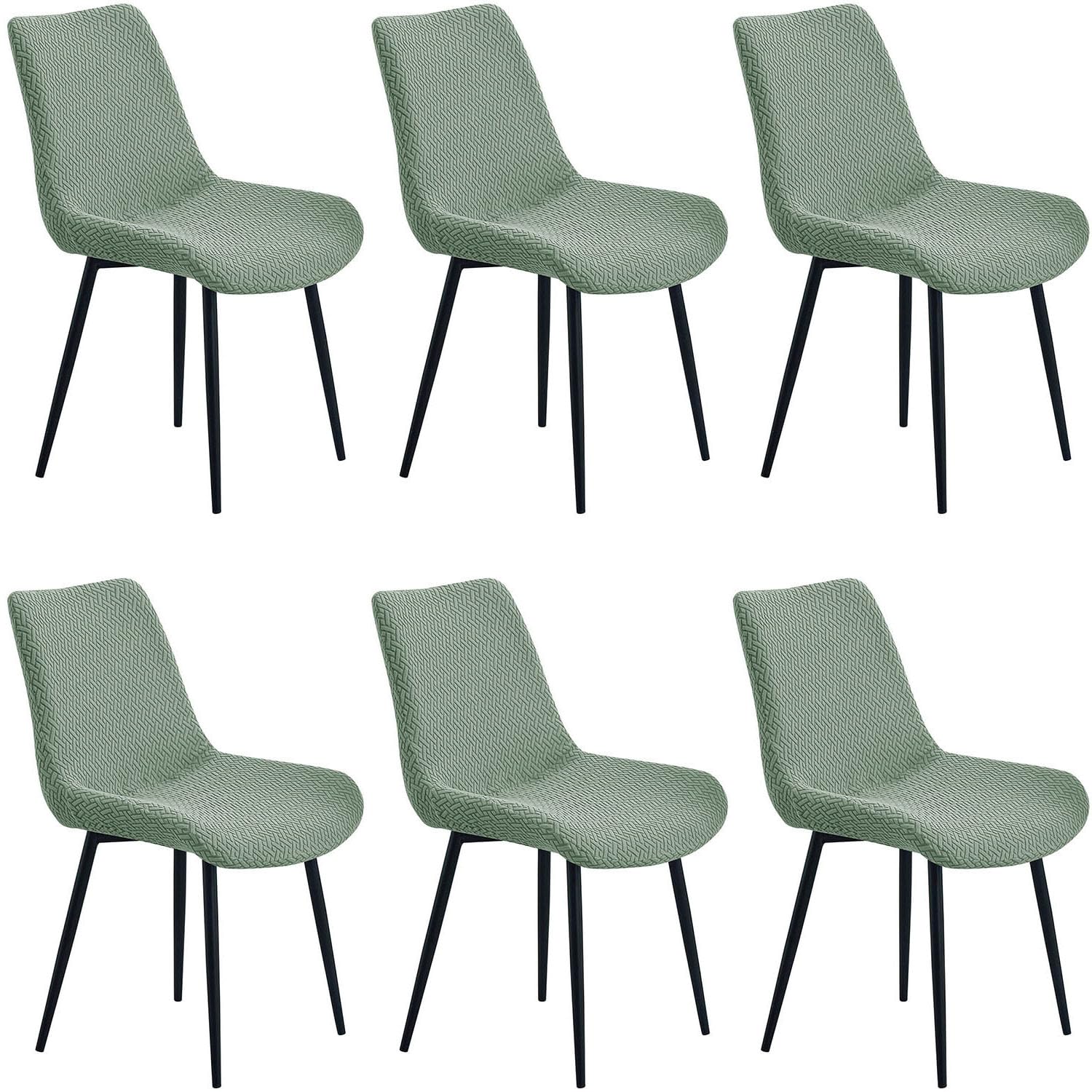 YOPOIY Shell Chair Covers Set of 6 4 2, High Stretch Curved Back Dining Chair Slipcovers, Mid Century Modern Armless Accent Side Chair Furniture Protector (green,6 PCS)