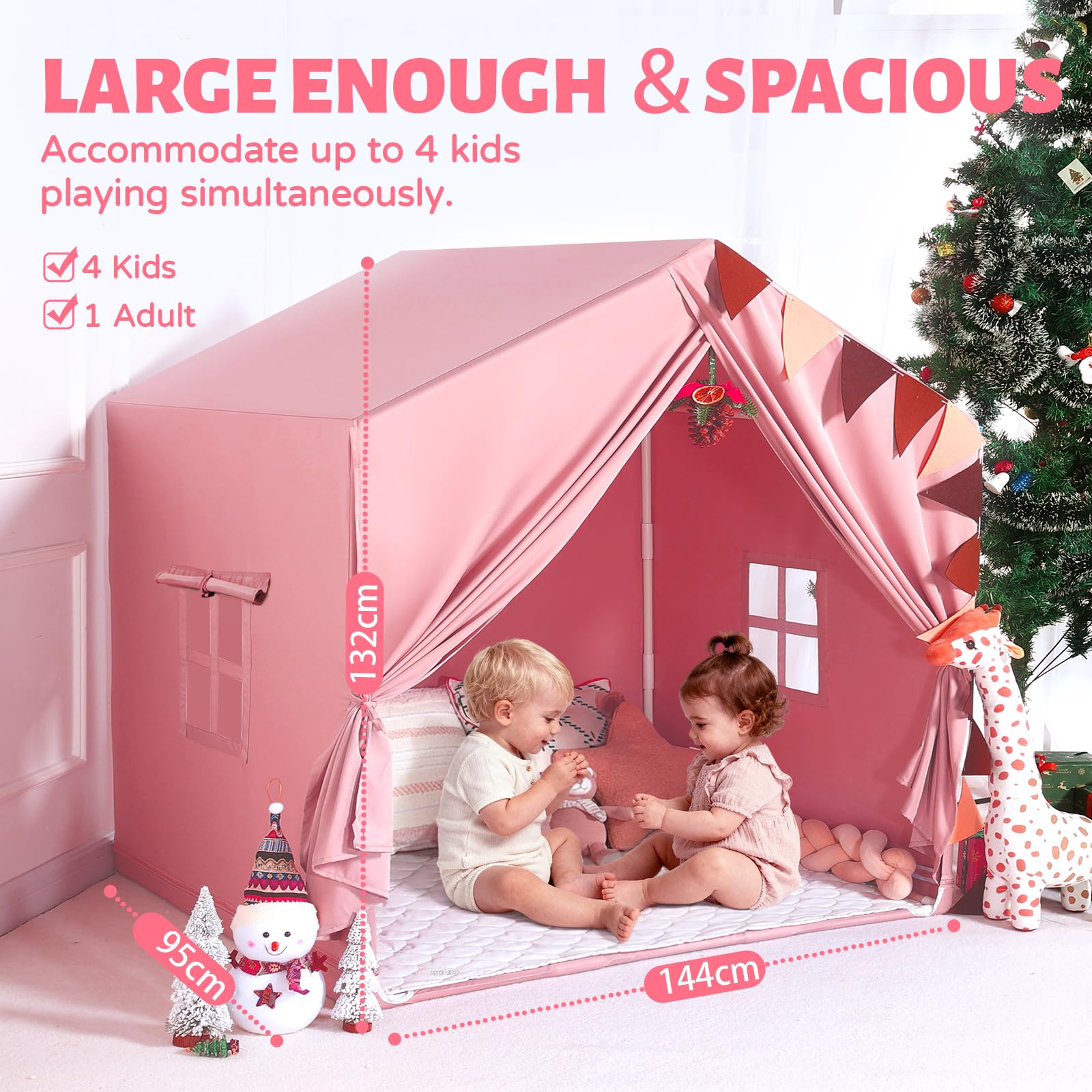 Kinderzelt für Spielzelt Kinder Indoor: Rosa Zelt Kinder Kinderzimmer - Spielzelte mit Fenster - Zelt für KindGeschenk für Mädchen und Jungen (Rosa)