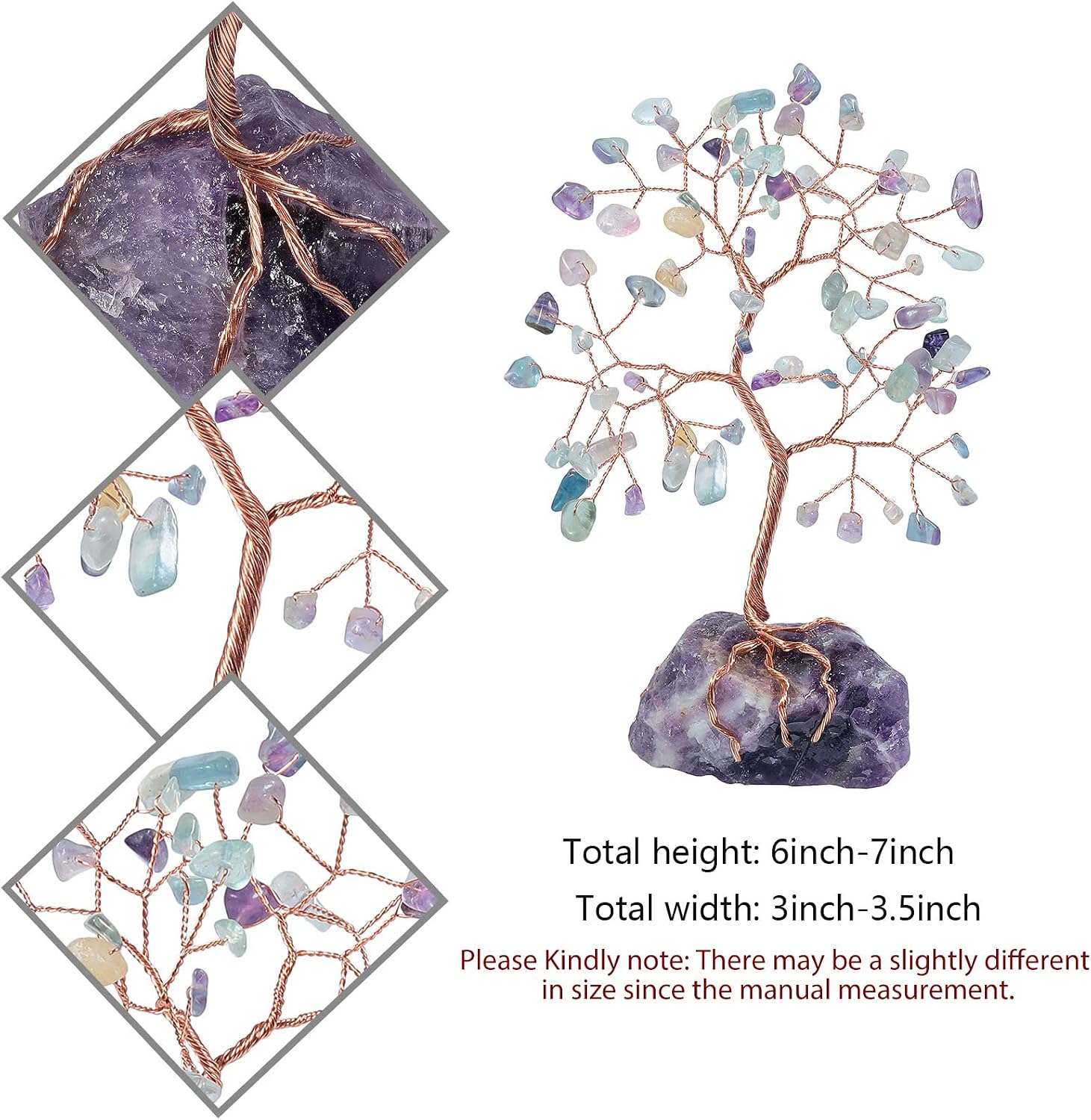 mookaitedecor Fluorite Crystal Money Tree with Amethyst Raw Stone Base Good Luck Crystal Gifts - Image 3