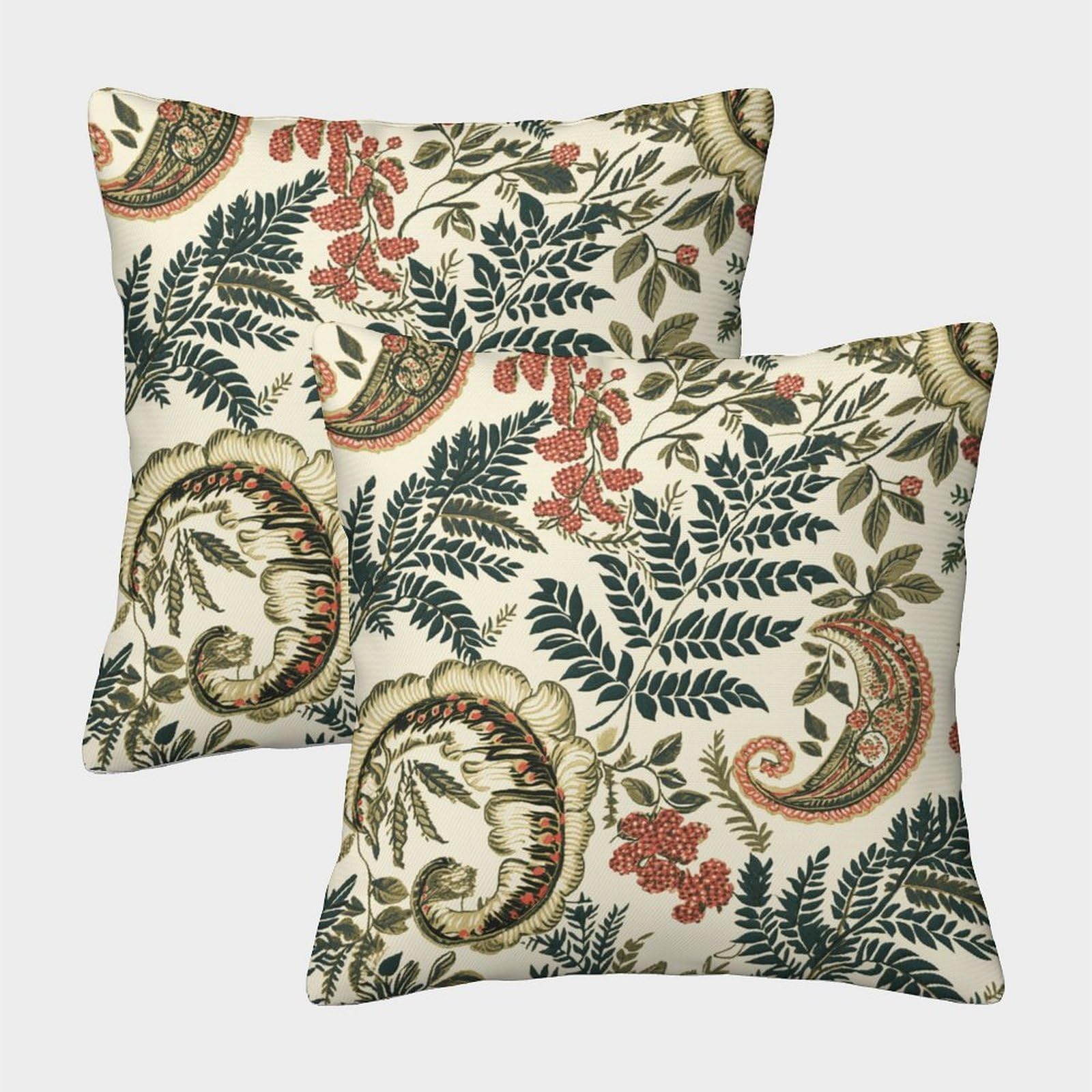 kaiyun 2 Pack Paisley Pattern,Ferns And Flowers 3D Image Printed Single-sided Cushion Cover 40x40cm