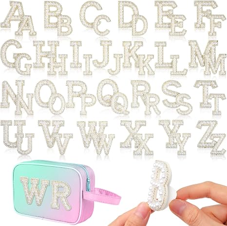 26Pcs Self-Adhesive Pearl Rhinestone Letter Patches A-Z - Glitter Alphabet For Clothes, Bags, DIY Crafts