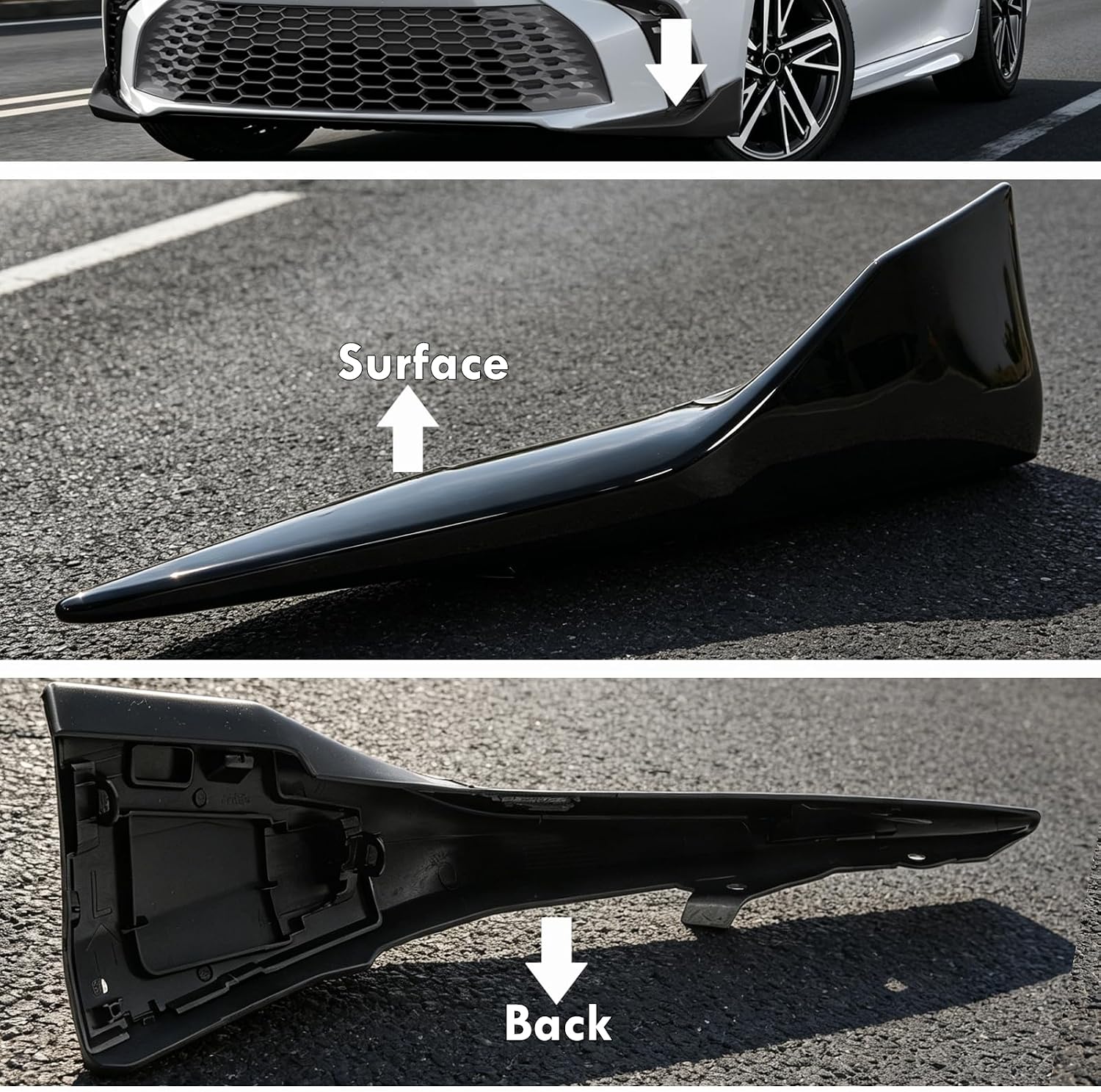 Glossy Black Front Left Driver Side Bumper Lower Molding Trim Fit for Camry SE XSE 2025 2026 Corner Wrap Cover Replace for 52713-AQ040 52713AQ040