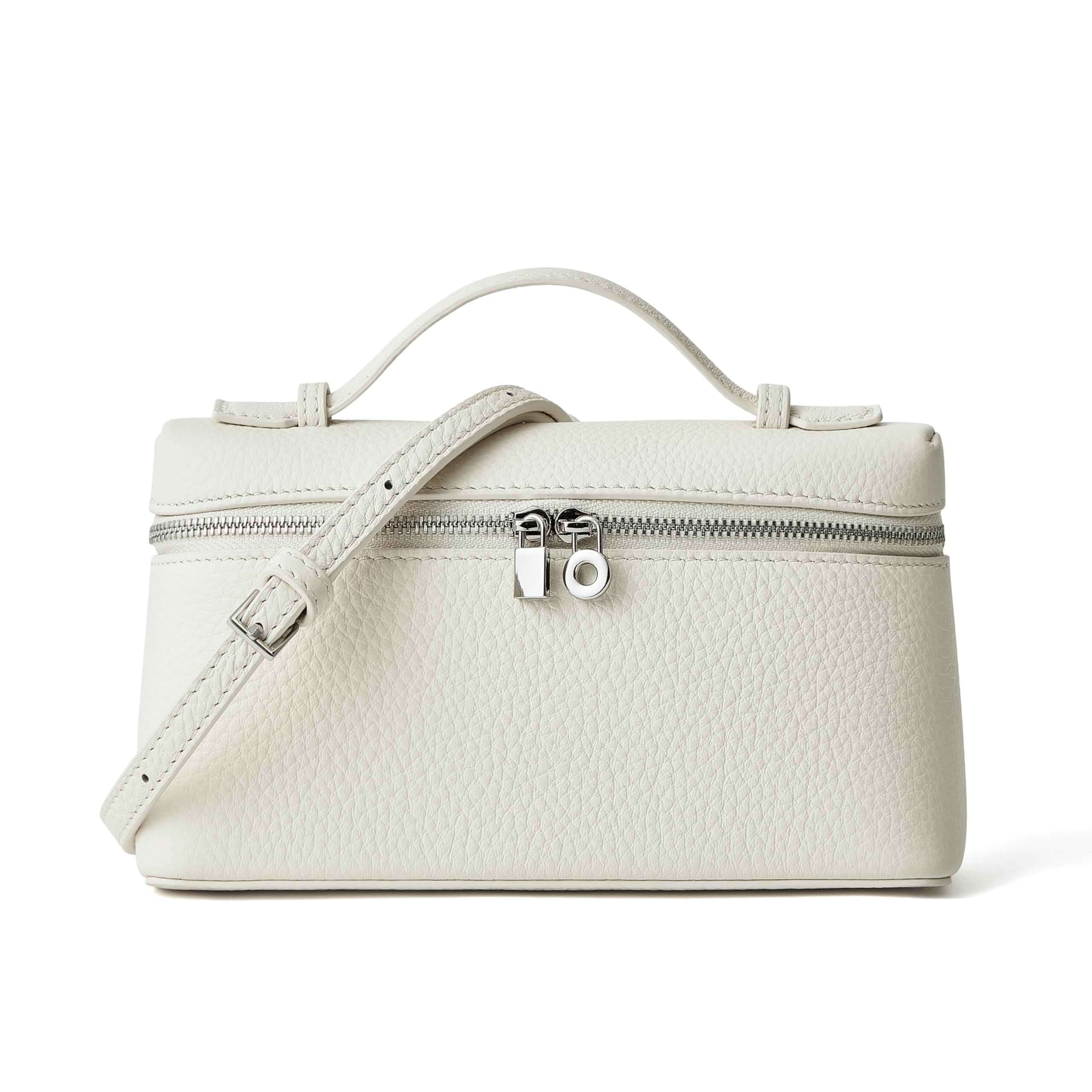 DORIS&JACKY Small Leather Crossbody Bag for Women Design Top Handle Clutch Mini Cowhide Leather Cellphone Purse With Shoulder Strap, Little White Zipper Pouch Bags for Daily Date Evening Party