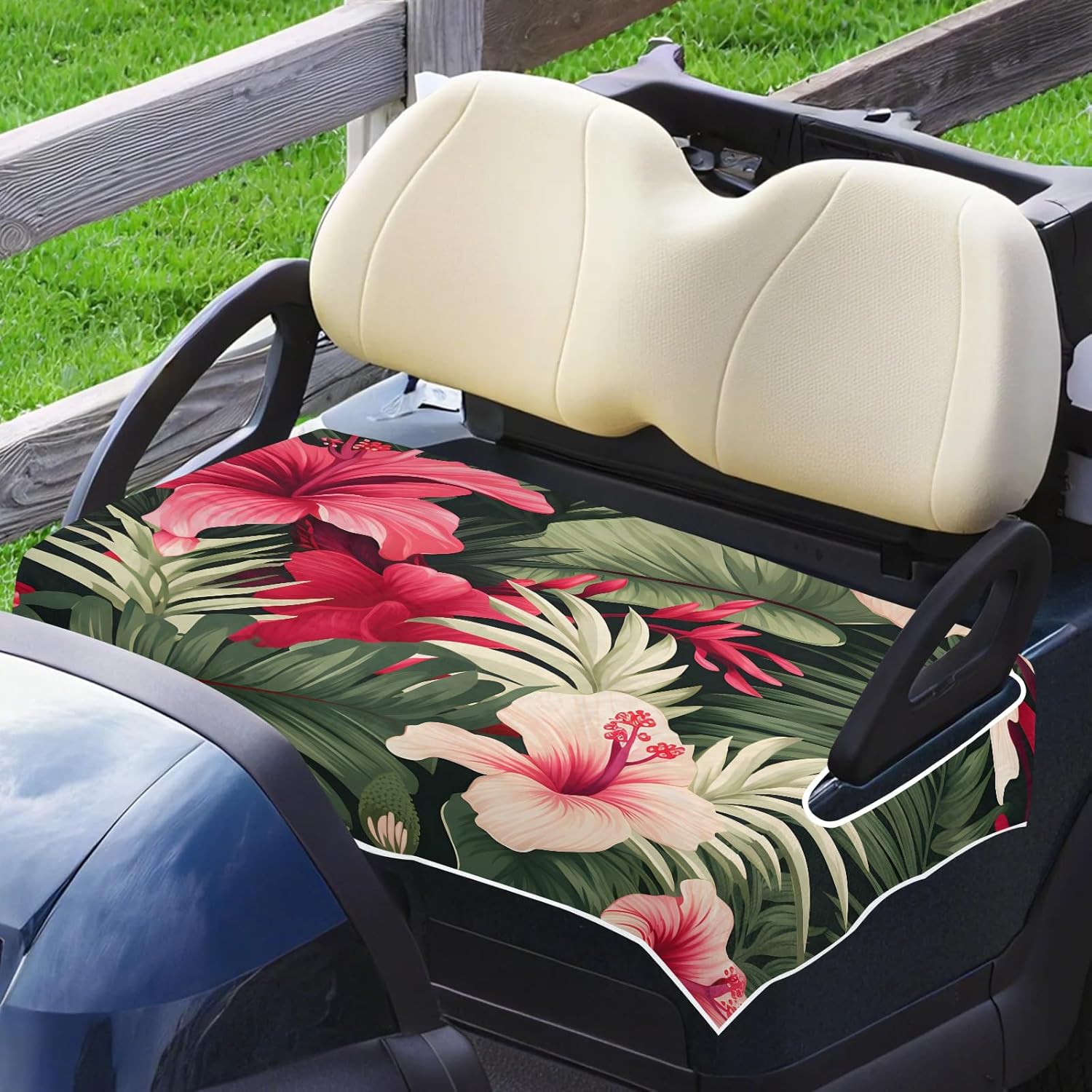 Tropical Pineapple Flower Golf Cart Seat Covers Non Slip Washable Golf Cart Seat Towel Blanket Fits All 2 Seats Golfs Club Carts Club Accessories, 51"x31"