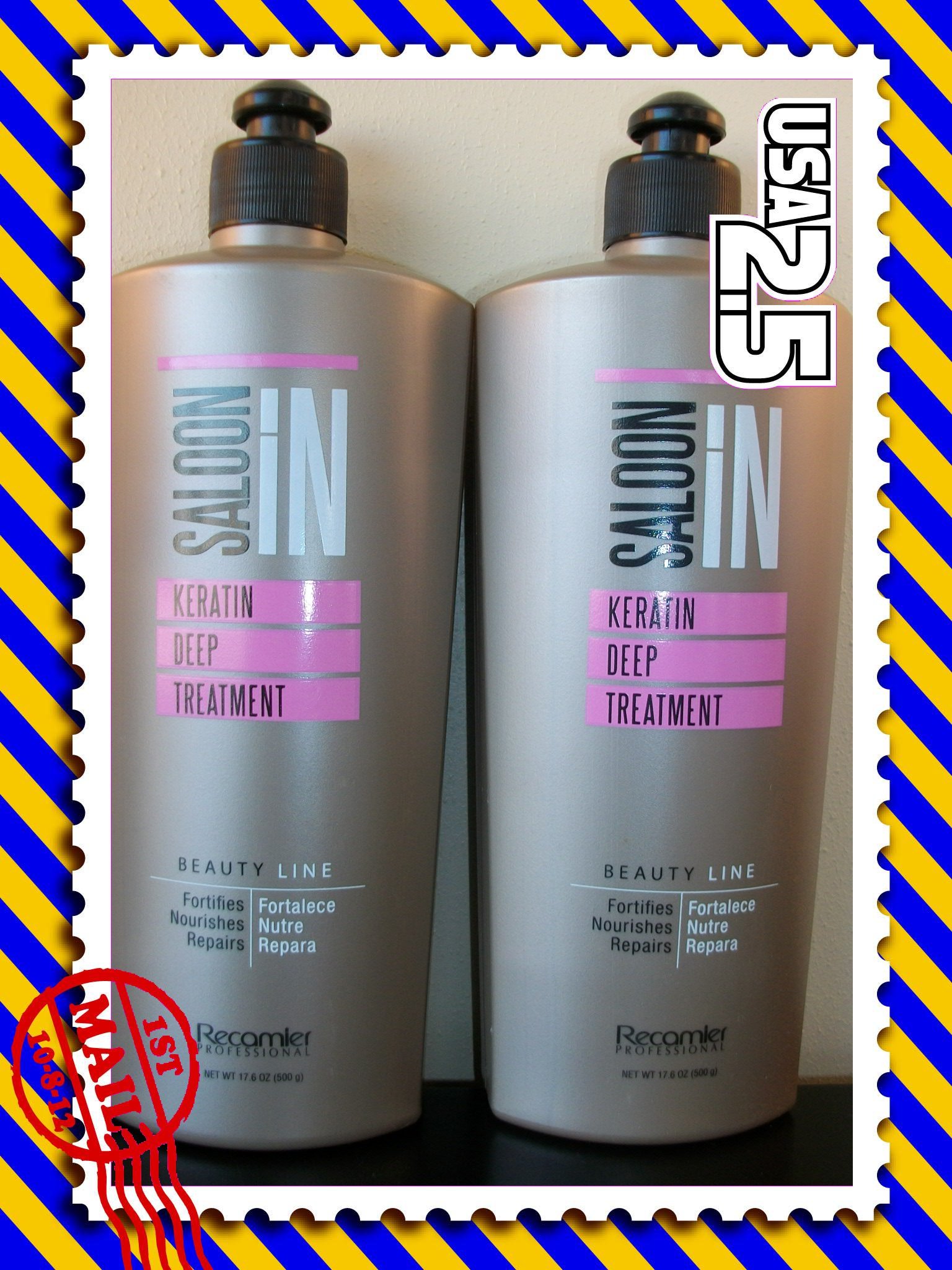 Recamier Saloon In Deep Keratin Hair Treatment Beauty Line Fortifies Nourishes Repairs | SalonIn Tratamiento Profundo fortalece Nutre Repara X2 17.6Oz-500ml