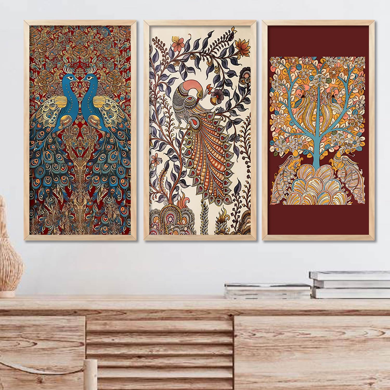 walllane - Madhubani Art Painting with Frame for Living Room |Traditional Indian Art Pichwai Wall Décor Paintings | Painting for wall Decoration (10x19 inch, G) SET OF 3 (B0D7SFXJZR) Amazon Price History, Amazon Price Tracker