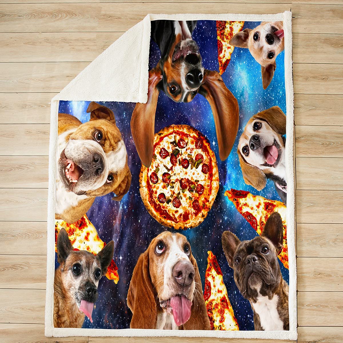Manta de perro para niños, linda 3D para cachorros, pizza, cálida manta difusa, para cama, sofá, galaxia, divertida, para mascotas, perros de forro polar, manta de franela transpirable 3D animal King