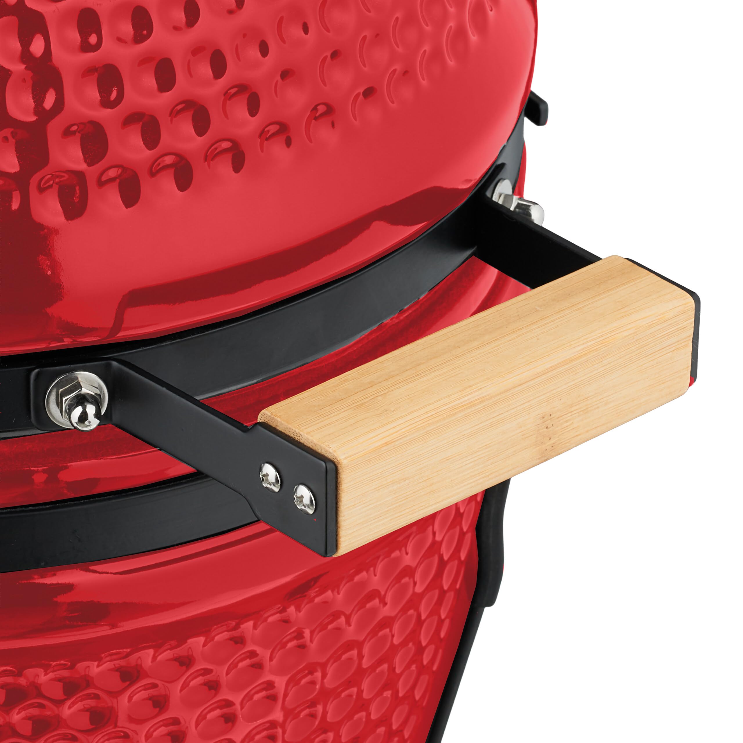 Relaxdays Kamado Grill, Ø 26 cm, japoński grill ceramiczny z termometrem 450°C, grill, wędzarnia, pokrywa, czerwony