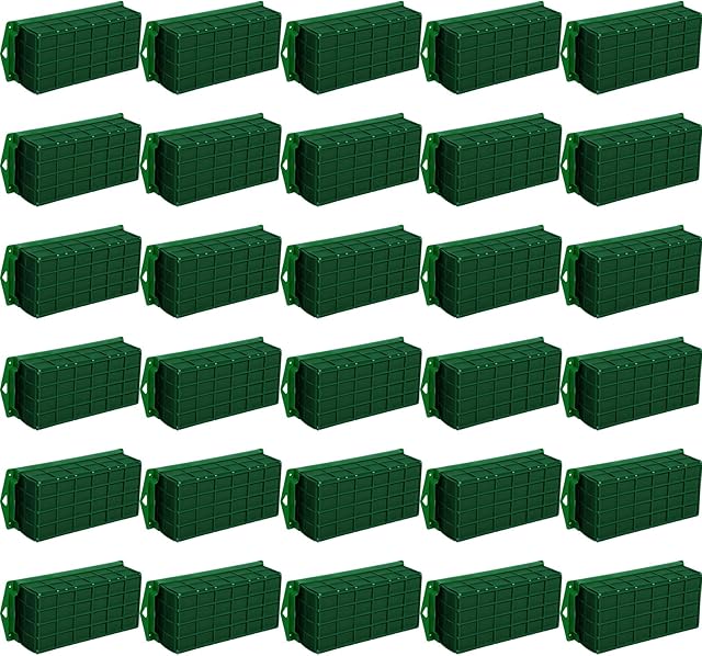 Floral Foam Cage Flower Holder with Floral Foam for Fresh Flowers Cage Bowl for Table Centerpiece Floral Arrangement, Rectangle, 30 x 12 x 8 cm (6 Pieces)