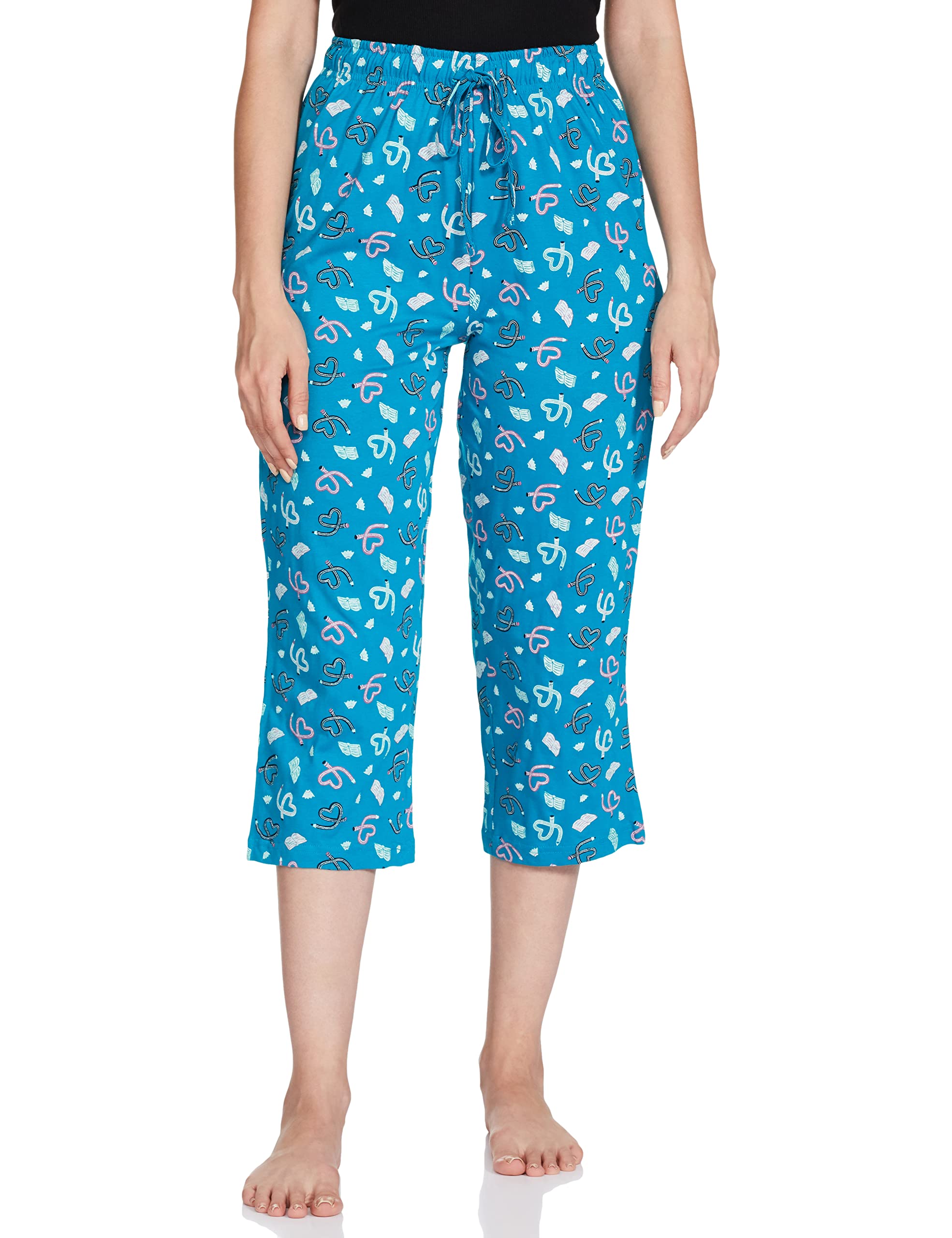 MaxWomen Printed Knit Capris,Moroccon Blue,L