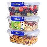 Sistema KLIP IT PLUS Leakproof Food Storage Containers | 1 L | AirtightStackable & Nestable Meal Prep Containers with Lids | School Lunch Boxes | 3 Count 1L 3 Pack