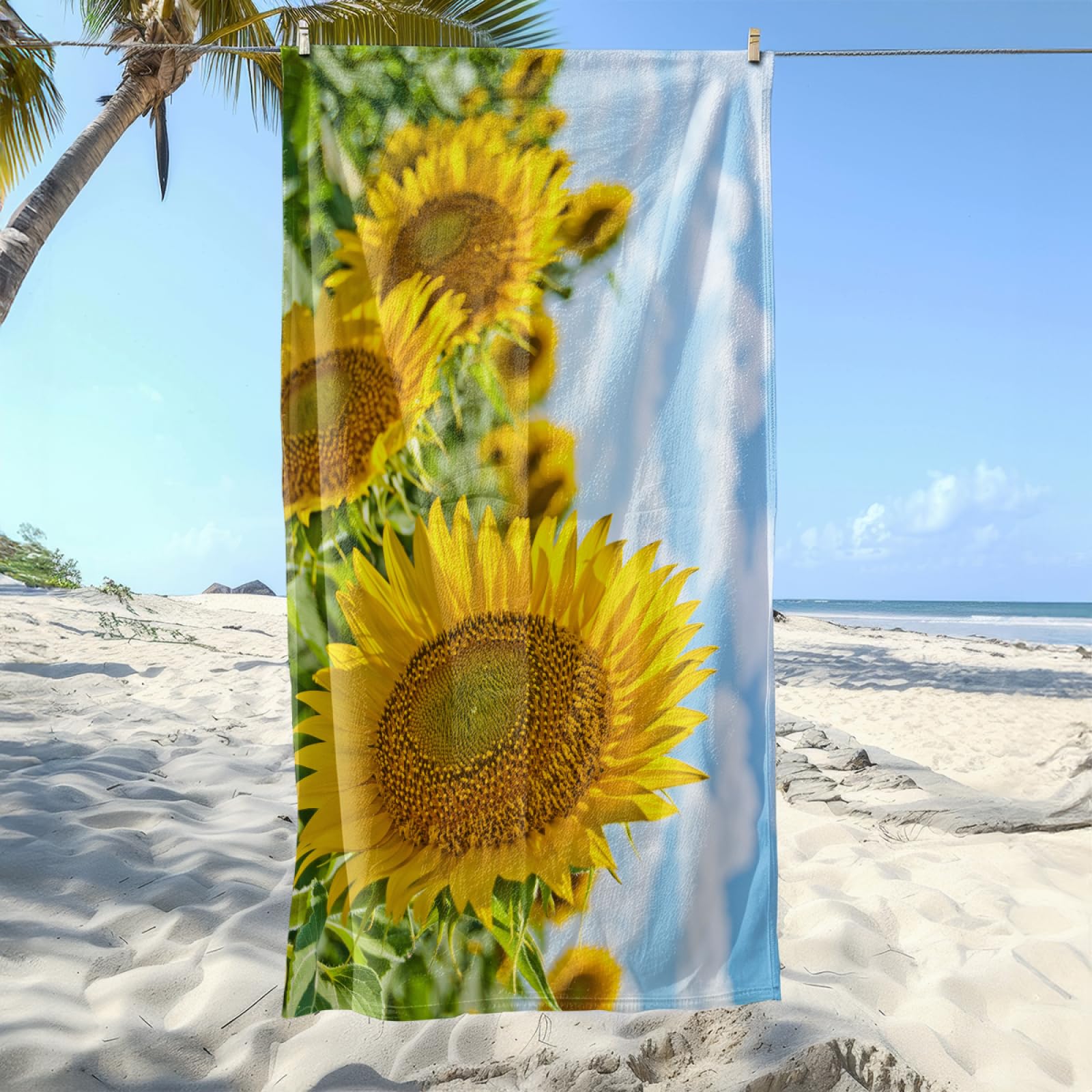 Strandtuch Gelbe Blume Mikrofaser Handtuch Tragbar Handtücher Groß Badetuch Sand Proof Badehandtuch Groß Ultraleicht Strandtuch XXL Schnelltrocknend Strandhandtuch Beach Towel 200x200cm