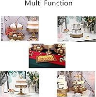 Vista 5 de GMWD Juego de soportes dorados para tartas, mesa de postres de metal, pedestal, soporte para cupcakes, plato de dona, bandeja para servir decoración