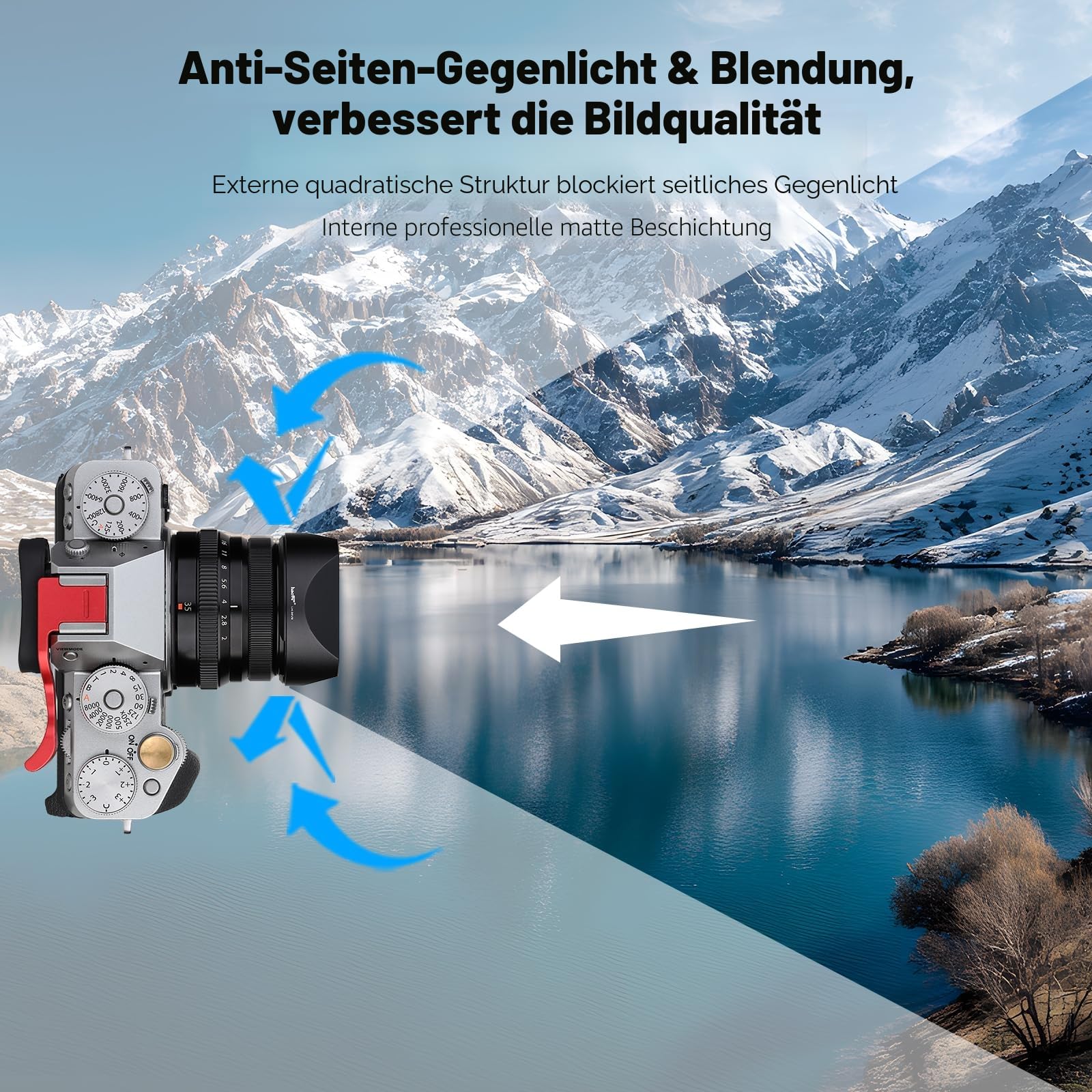 Haoge Gegenlichtblende Bajonett Metall quadratisch für Fujifilm XF35mmF2 R WR, Fuji XF23mmF2 R WR XC 35mm F2 Haube, ersetzt Fujifilm LH-XF35-2 Blende