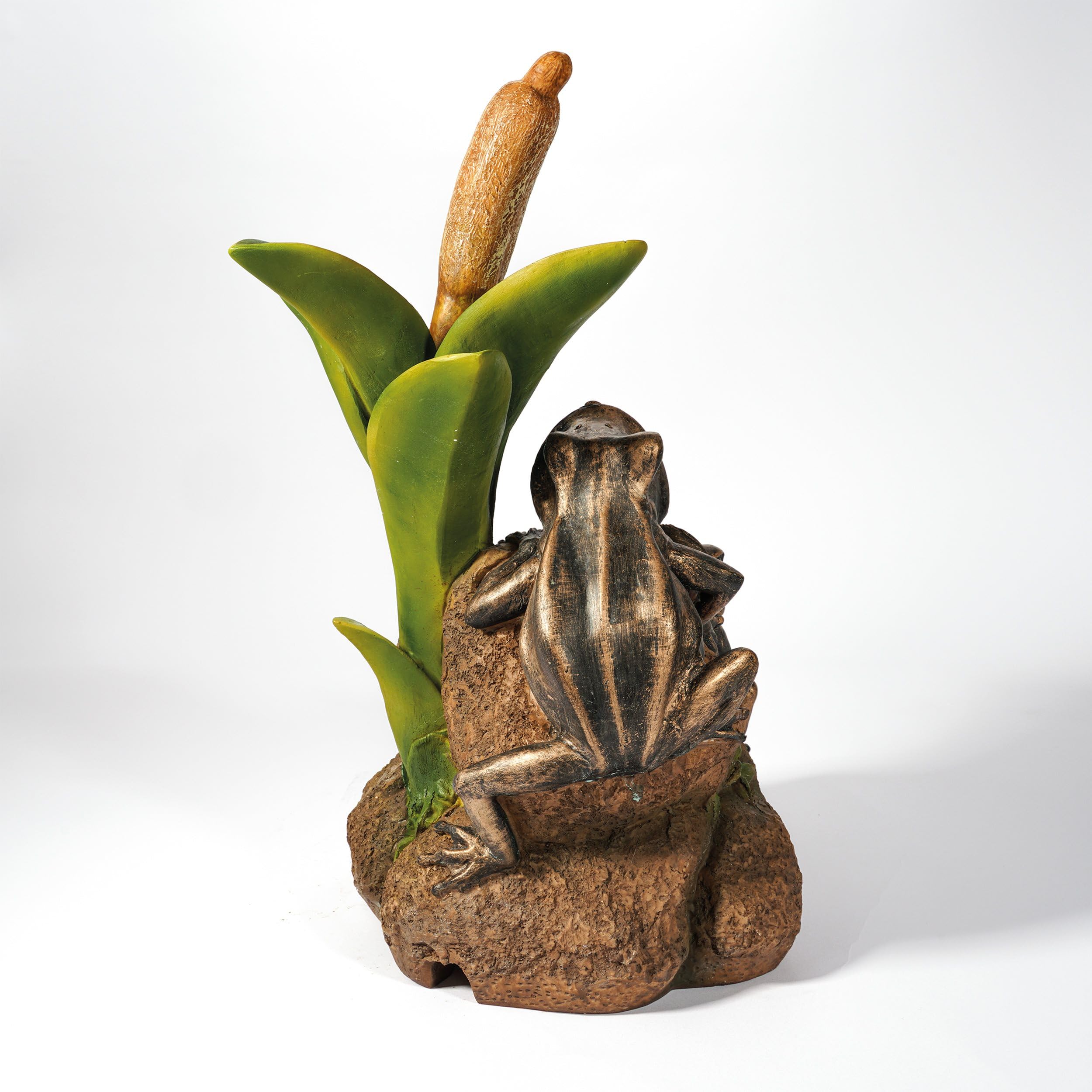 Esotec Solar Wasserspeier Komplettset, Wasserspiel für Gartenteich, Froschpaar auf Steinen, Vogeltränke, Vogelbad, Gartenbrunnen mit Solarpumpe 101662