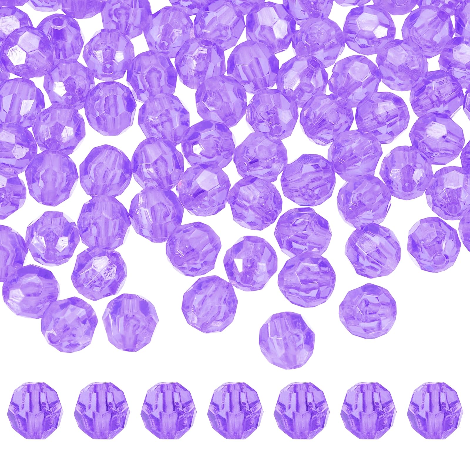 sourcing map 400 Pcs Acrylic Round Faceted Beads 8mm Loose Crystal Spacer Bead for Bracelets Necklace Keychains DIY Crafts Jewelry Making, Blue Purple