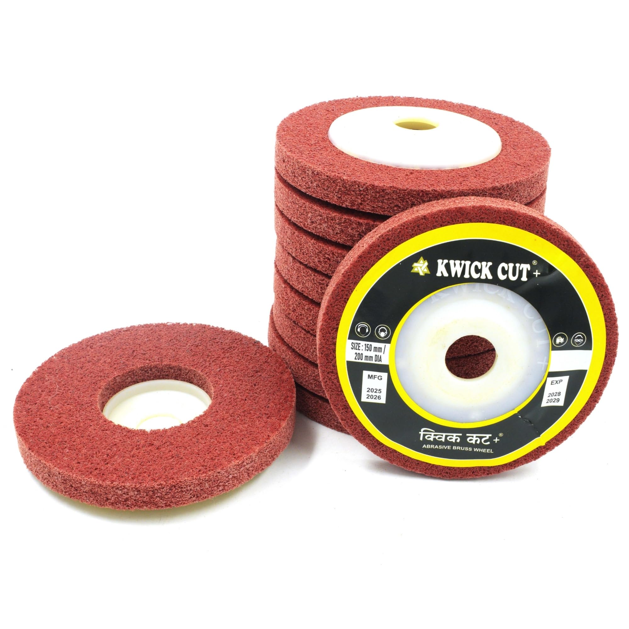 KWICK CUT+ Premium Matt Disc 4 Inch 5-pcs| Nylon Fiber Unitized Disc with 16mm Bore, 12mm Thickness | Surface Finishing, Deburring & Polishing Wheel for Metal, Stainless Steel, Aluminum-image-35