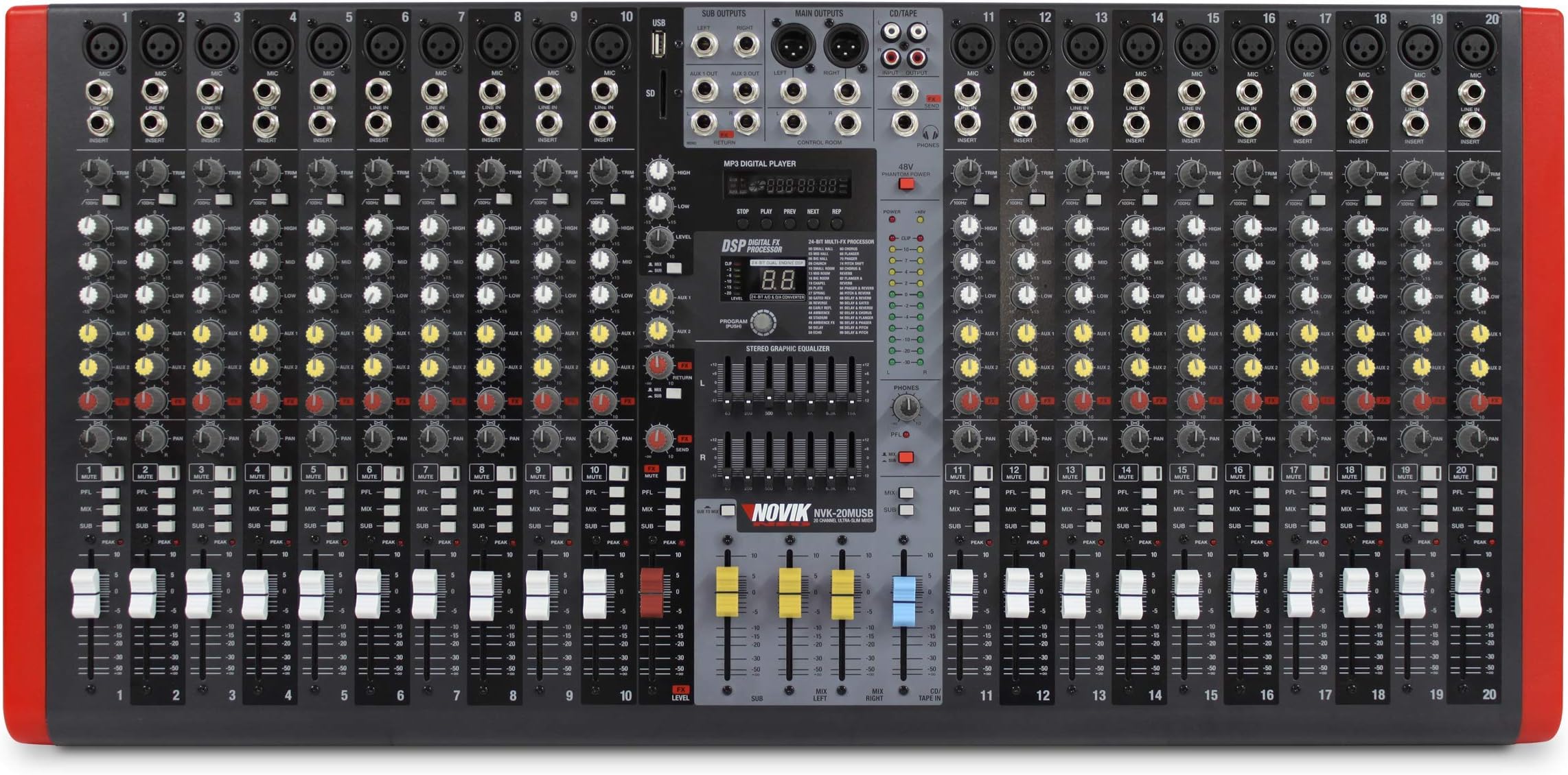 NOVIK NEO Mixer NVK-20M 20 CHANNEL MIXER, MP3 player, Compatible with USB
