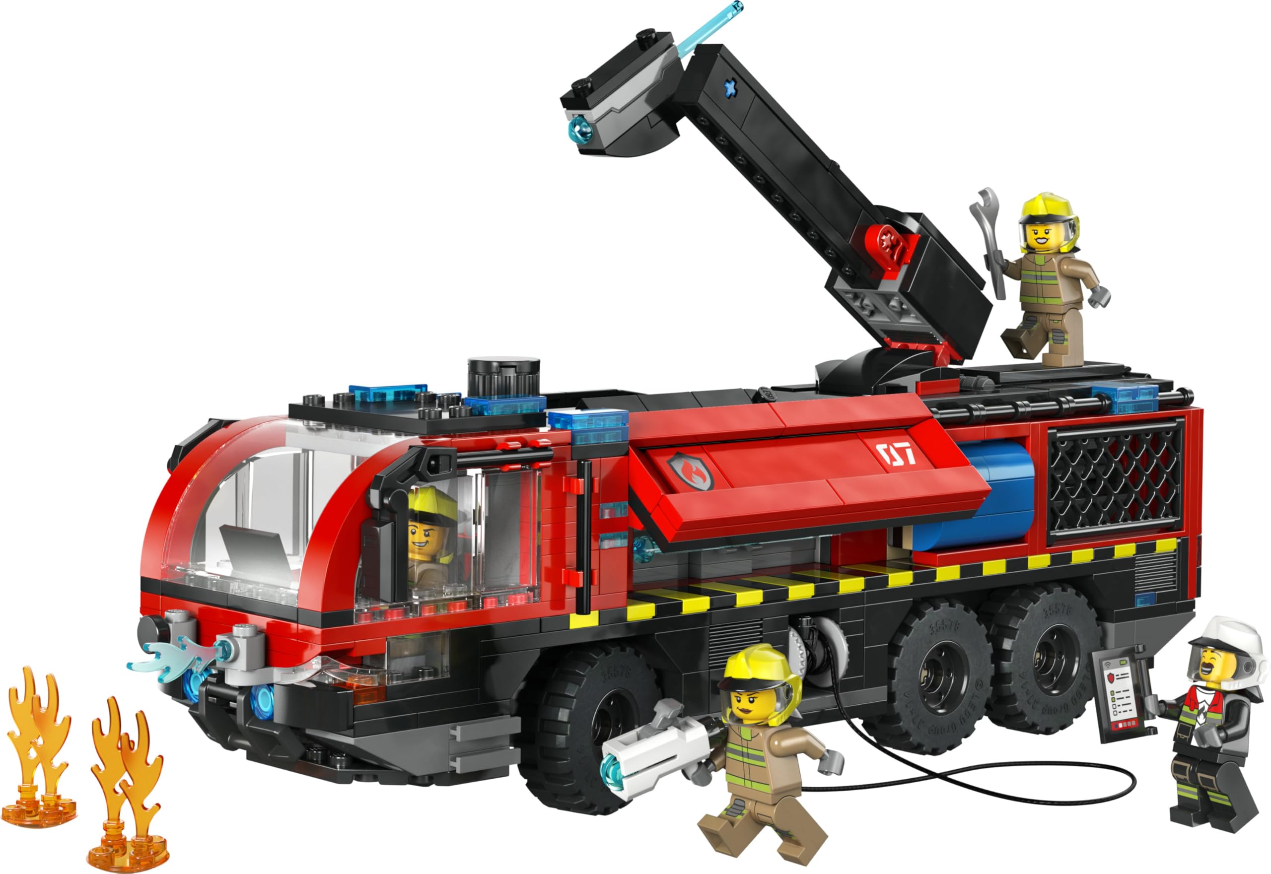 LEGO City Flughafenlöschfahrzeug - Spielzeug Einsatzfahrzeug - Modellbau mit 4 Feuerwehr Minifiguren - Geburtstagsgeschenk für Jungen ab 7 Jahren und Technikfans - 60499