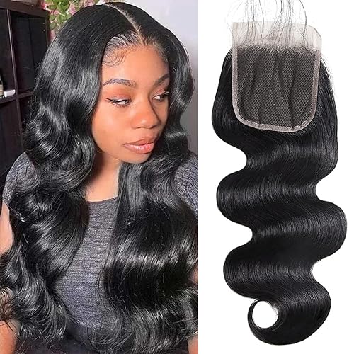 DMKEEP Cierre de encaje transparente HD 4x4 de 12 pulgadas, cierre de cabello humano ondulado invisible ultrafino, 100% cabello humano virgen