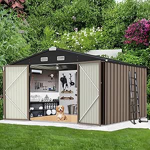 Amazon.com : JoanKaren Outdoor Storage Shed House 8x10 FT, Heavy Duty ...