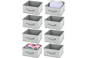 mDesign Soft Fabric Closet Organizer Box, Set of 8 - Gray