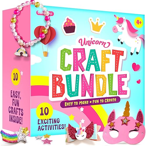 Unicorn Craft Kit for Girls - 10 Projects - Gifts for 5 Year Old Girl - Arts and Crafts for Kids 4-8 - Toys for Ages 5-7 - 4 5 6 7 8 Year Old Girl Birthday Gift - Unicorn Toys for Girls Age 4-6