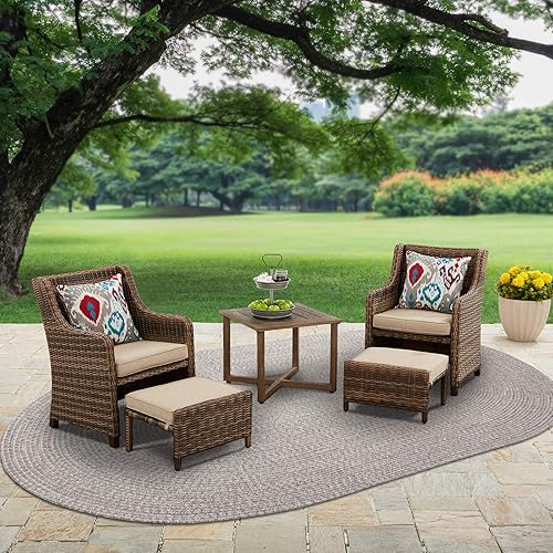 Vista 56 de DECOMALL Azure - Alfombras trenzadas para exteriores, alfombra ovalada para interiores, 3 x 5 pies, color gris