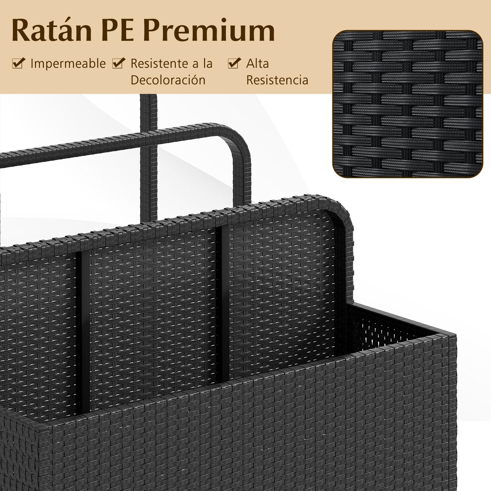 COSTWAY Baul Almacenaje para Flotadores de Piscina, Arcon Jardin Exterior con Ruedas para Flotadores, Armario Mimbre Impermeable, Muebles Patio Jardin Terraza, 100 x 100 x 94cm (negro)