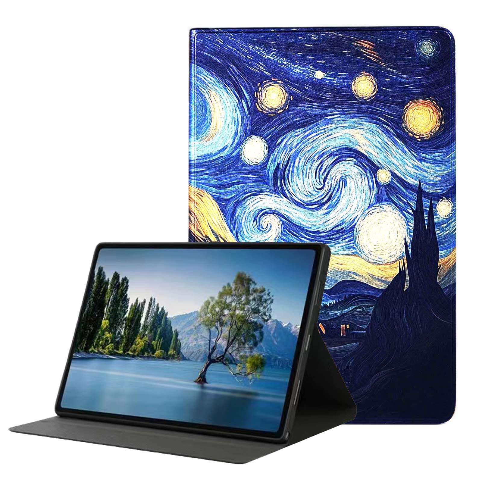 DHEEBFWE for iPad 5th/6th Gen,iPad Air 1/2 iPad 9.7 Inch Case,PU Leather Cover with Auto Wake/Sleep,and Adjustable Viewing Angles.Van Gogh Starry