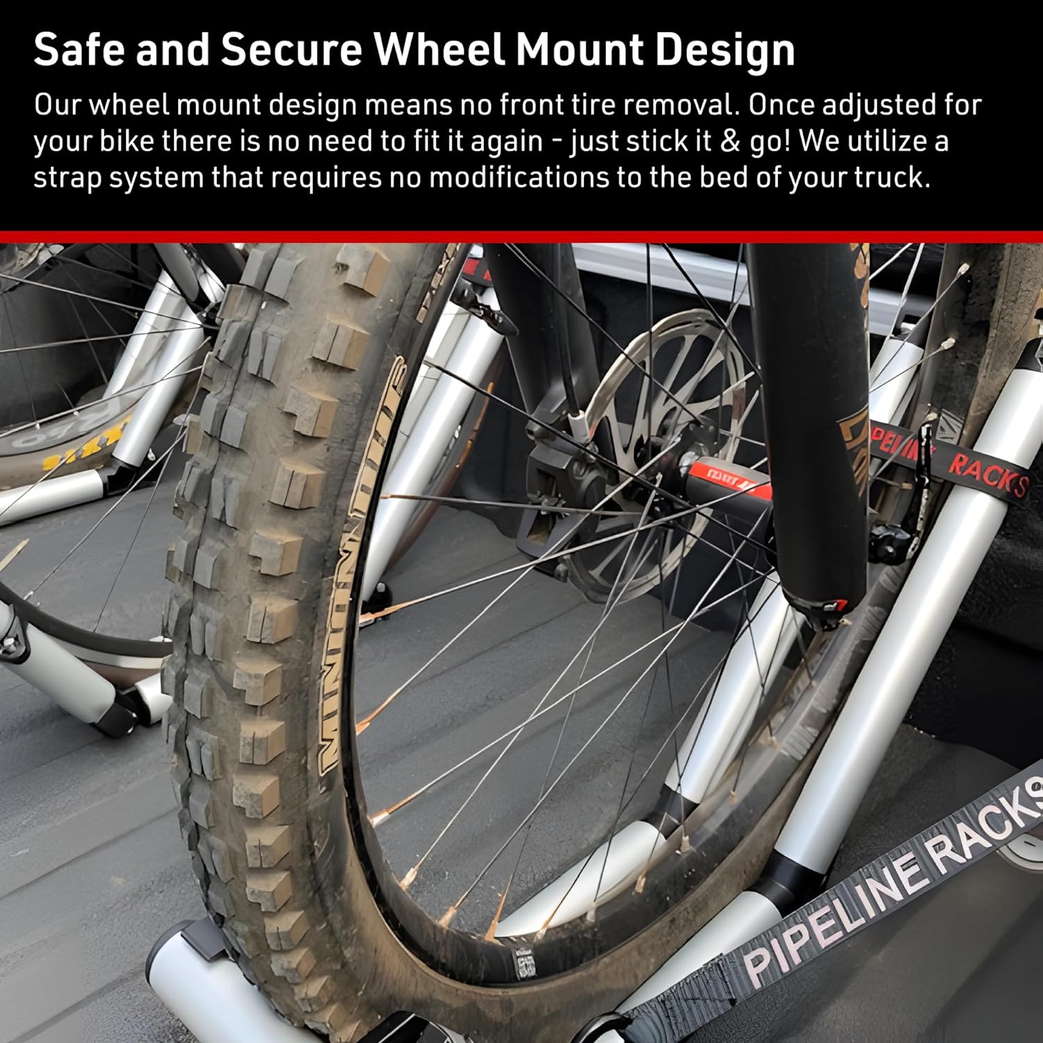 Truck Bed Bike Rack - All-Aluminum Truck Bed 2 Bike Rack Full Size Trucks - Includes 2 Fat Tire Kits - Effort-Free Installation