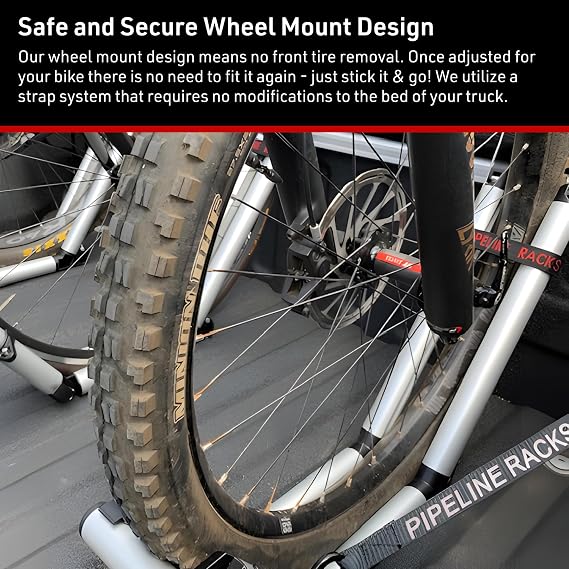Truck Bed Bike Rack - All-Aluminum Truck Bed 2 Bike Rack Full Size Trucks - Includes 1 Fat Tire Kit - Effort-Free Installation