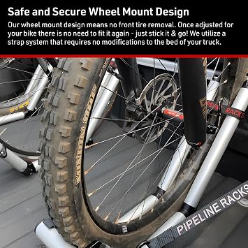 Truck Bed Bike Rack - All-Aluminum Truck Bed 2 Bike Rack Full Size Trucks - Includes 1 Fat Tire Kit - Effort-Free Installation