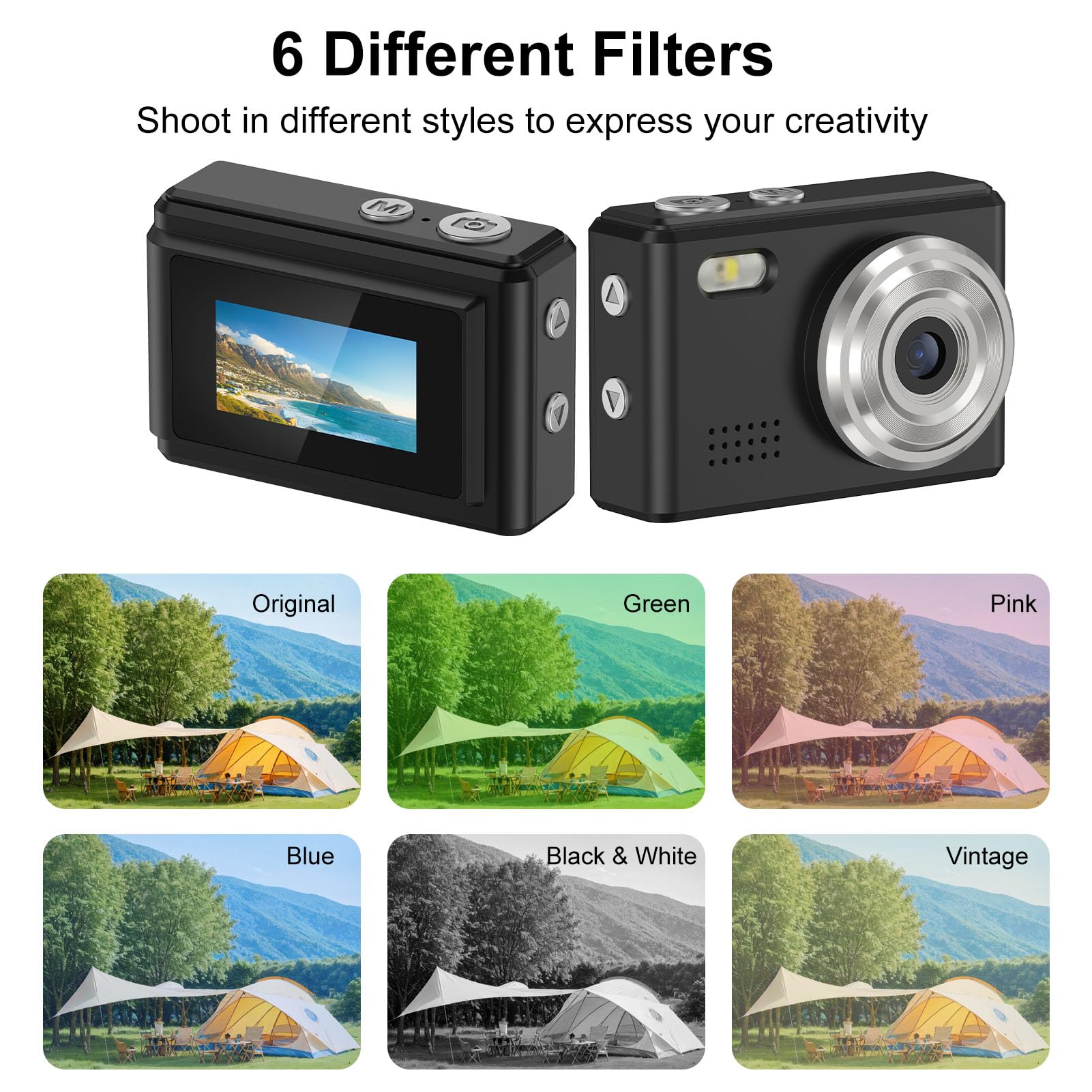 Camera Compatta 1080p, Fotocamera Portachiavi, Foto da 12 Mp, con Display a LED, 6 Filtri, Luce a LED, Portachiavi per Viaggi, Studi, Registrazione (#1)