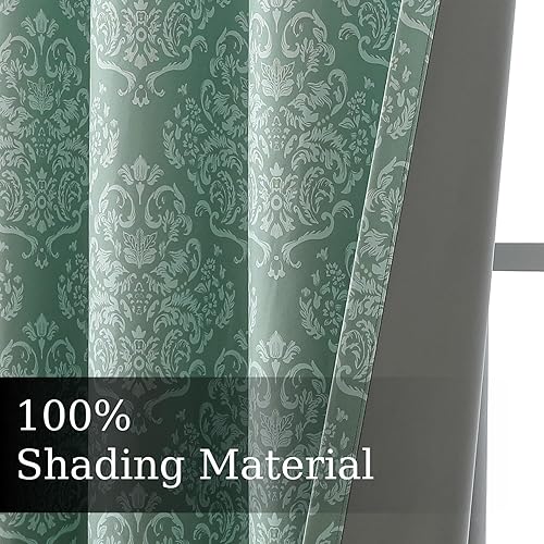 Miniatura 4 de Cortinas opacas degradadas de 84 pulgadas para sala de estar, patrón de estampado europeo de damasco para oscurecer la habitación, cortinas de