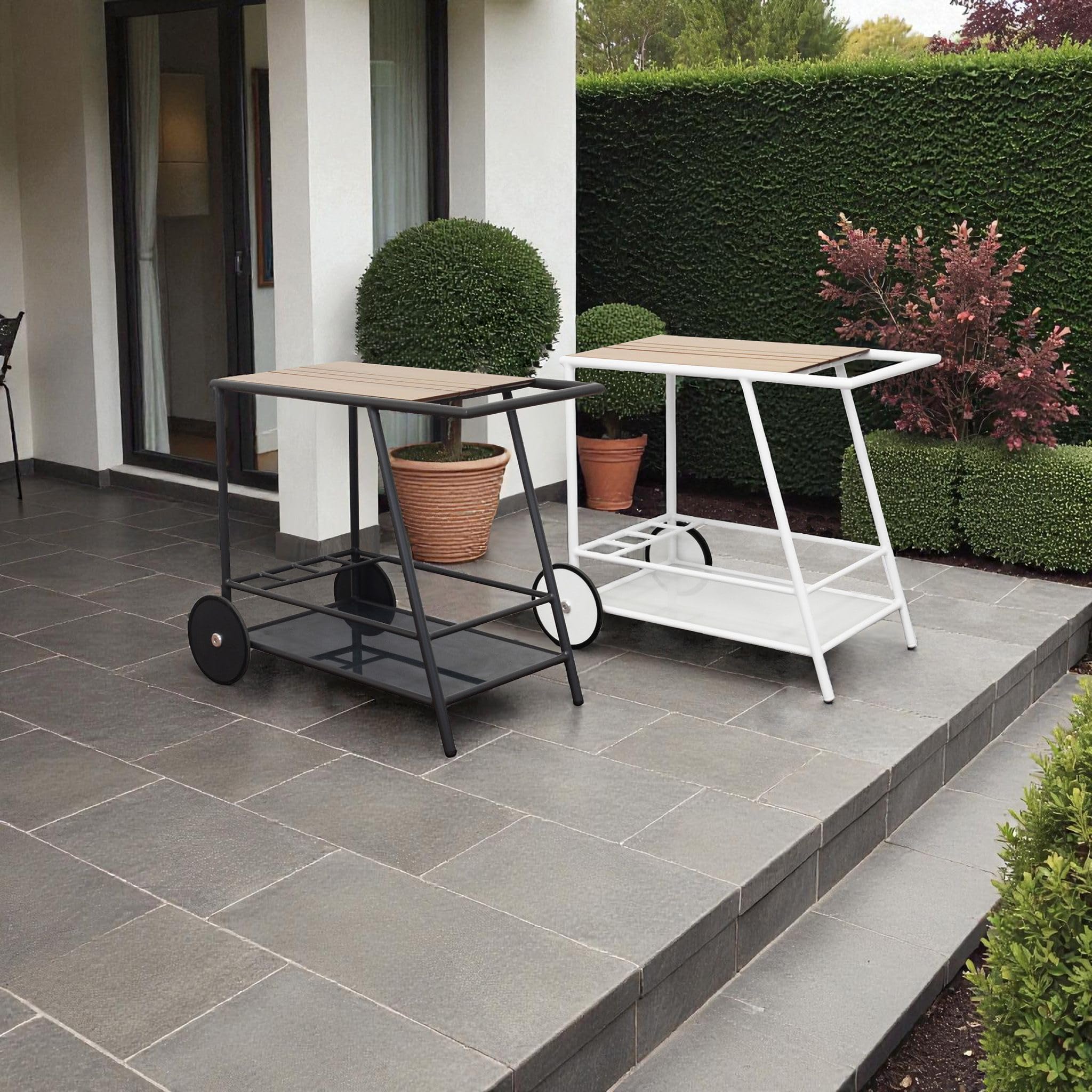 Milani Home Carrello Porta Vivande Outdoor Alluminio HPL Bianco 91 x 50 x 73 cm