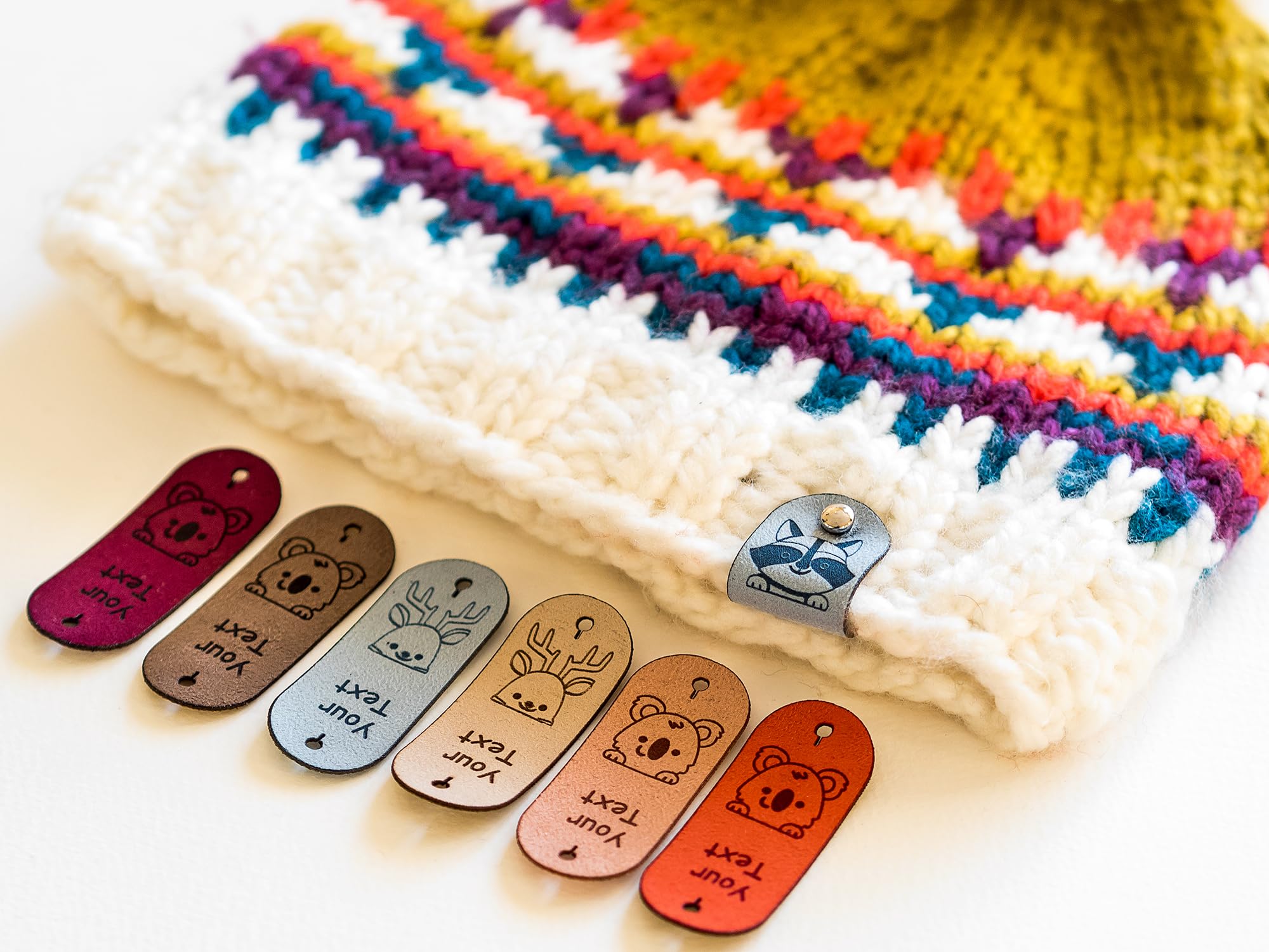 Personalized Faux Leather Labels for Handmade Goods, Embroidered, Customizable