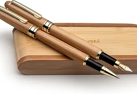 Wood Pen Set - Bamboo Fountain Pen w/Fine...