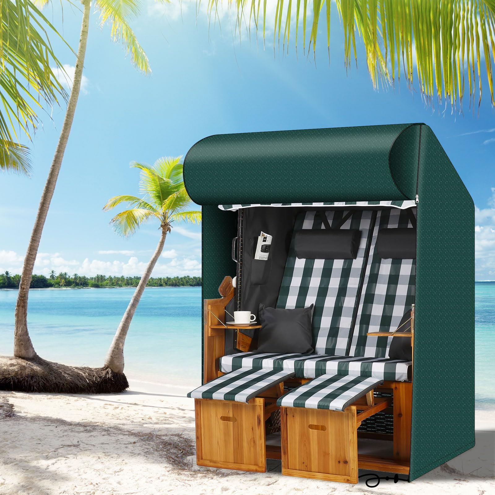 Funda protectora para sillón de playa, resistente a la intemperie, resistente al agua, resistente a los rayos UV, 125 x 90 x 165/130 cm (verde)