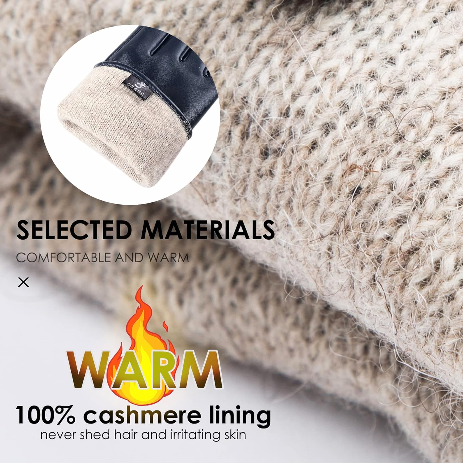 Dsane Womens Winter Leather Touchscreen Texting Warm Driving Lambskin Pure Genuine leather Gloves - Image 3