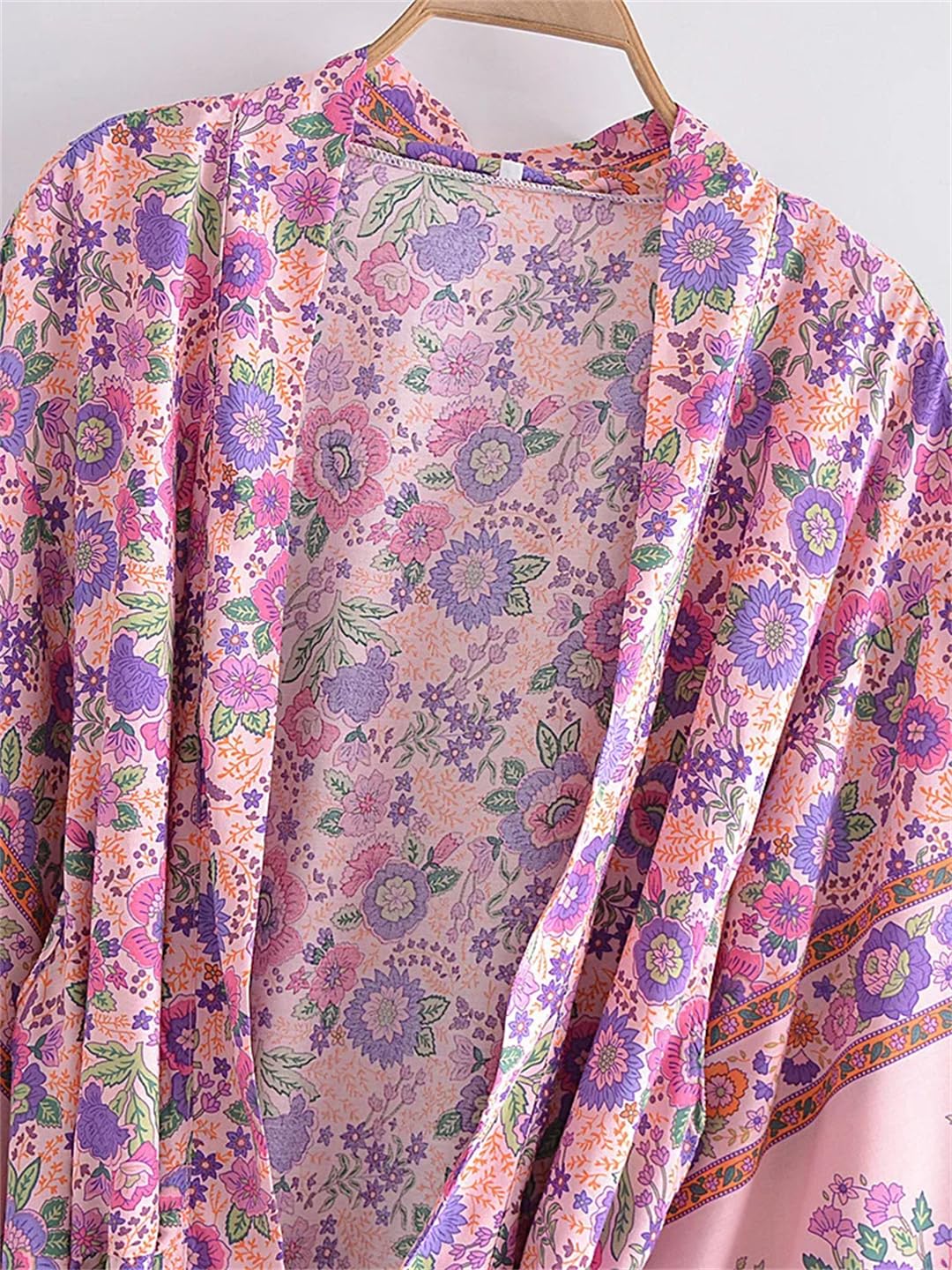 Disimlarl Kimono da donna con stampa floreale, stile bohémien, scollo a V, copricostume, maniche a pipistrello, bikini