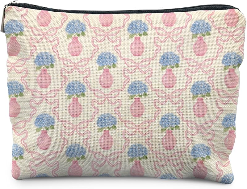 Necessaire de maquiagem Elpwk Floral-Blue Hydrangea com zíper, modelo 139, 1 unidade