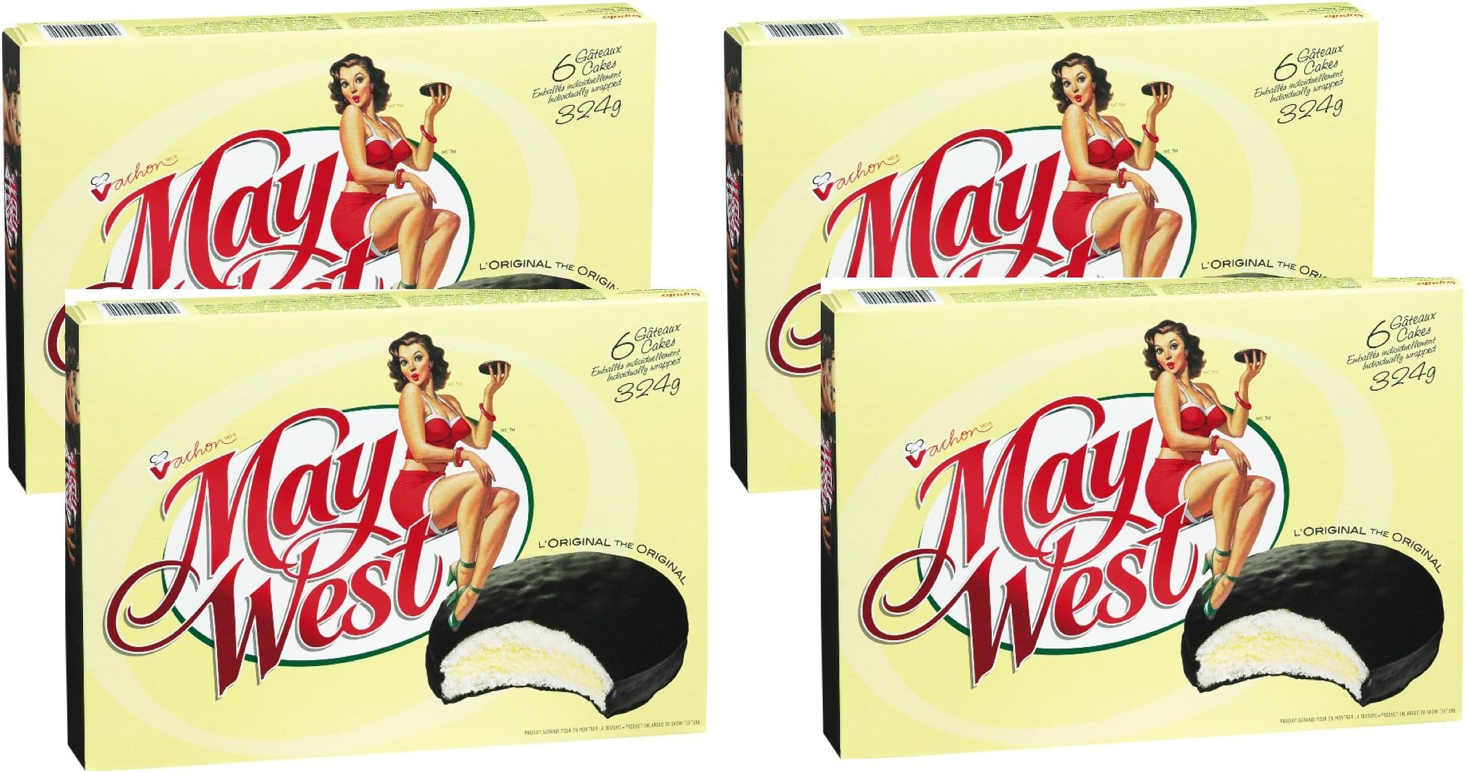 (4 Box) 6 Cakes Vachon the Original May West Cakes 324 grams Each - Canadian