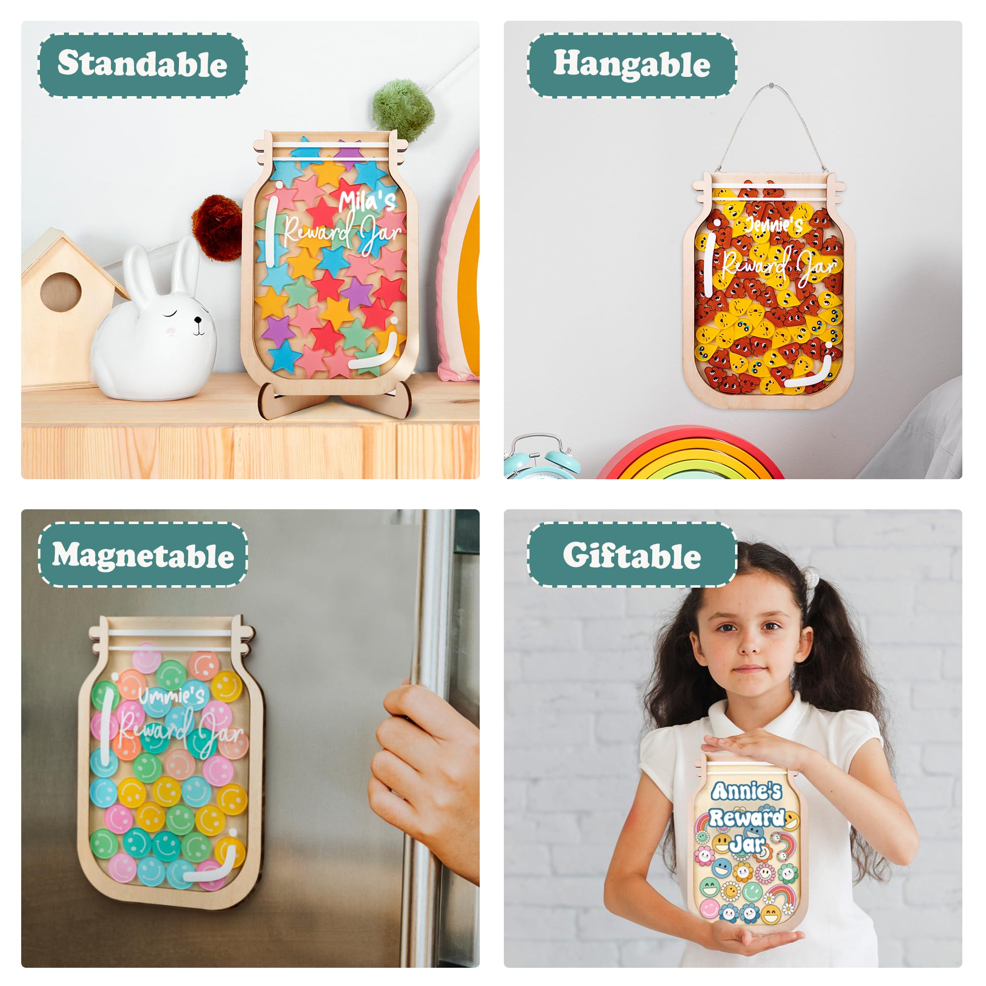 Snapklik.com : 9" DIY Name 40 Tokens Star Magnetic Reward Jar Gifts For ...