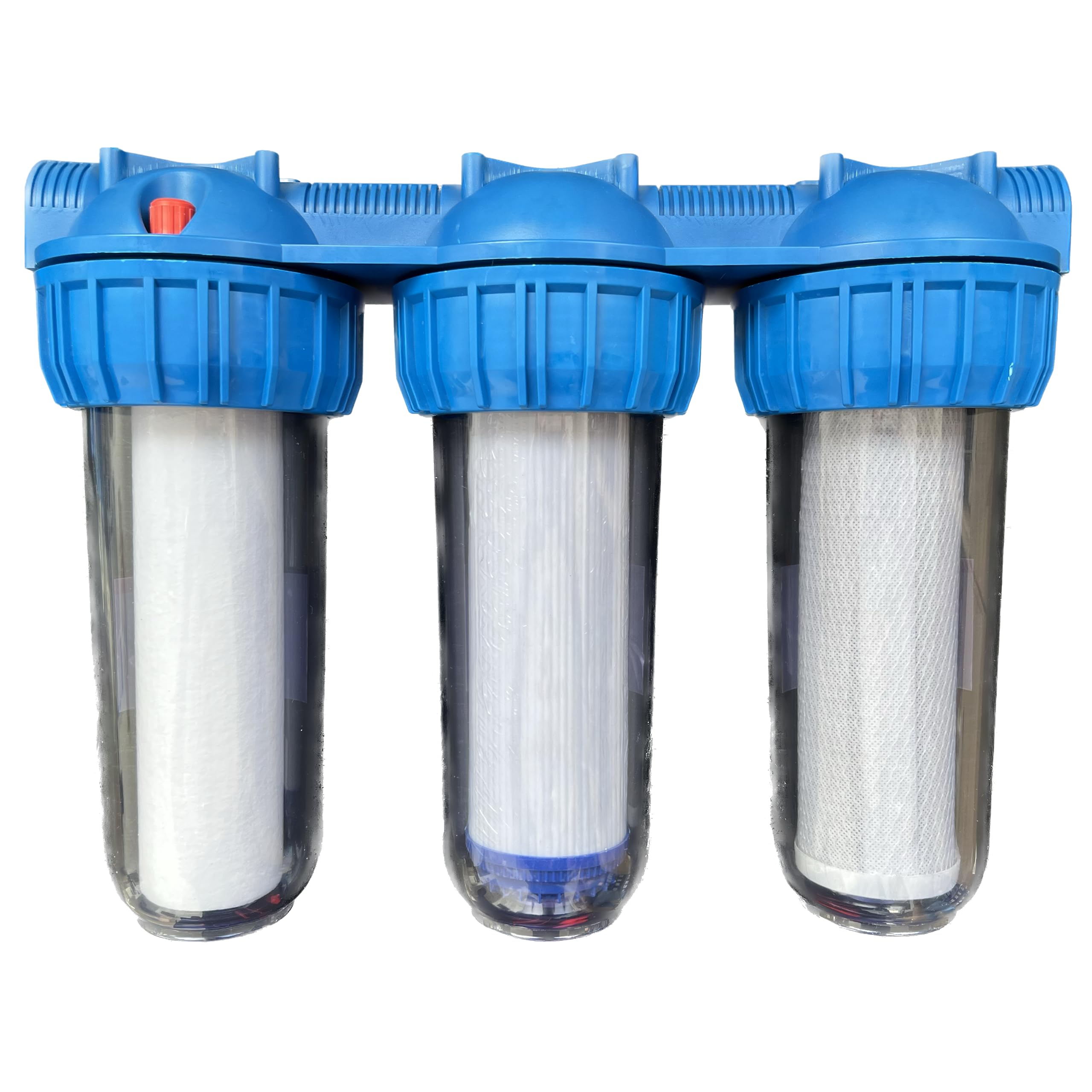 IBO Filtro de agua prefiltro de 3 niveles 1 pulgada 8 bar | 3 cartuchos de filtro de agua | filtro de sedimentos | para agua doméstica | suministro de agua de pozo | caudal 4000 l/h | con ventilación