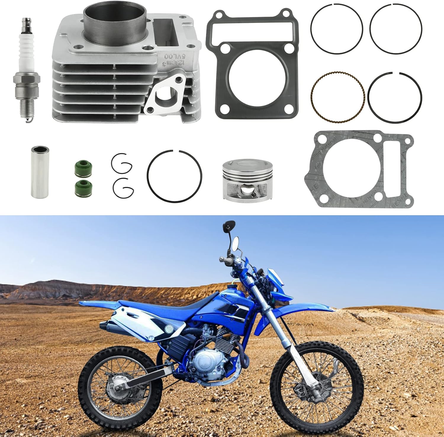 FLYPIG 54mm Cylinder Piston Gasket Top End Rebuild Kit for Yamaha TTR 125 2000-2004 TTR125E 2003-2004 2006-2009